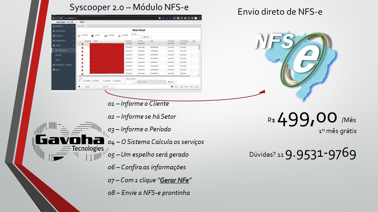 NFSe direto do Syscooper